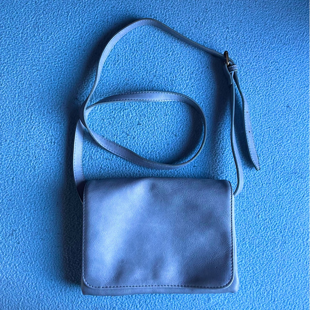 Light Blue Leather Crossbody Bag